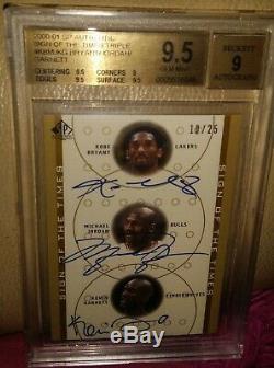 00-01 Sp Authentic Michael Jordan Kobe Bryant Garnett Autograph Auto /25 Bgs 9.5