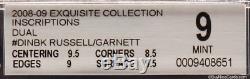 08-09 Bill Russell Kevin Garnett UD Exquisite Inscriptions Dual Auto /10 BGS 9