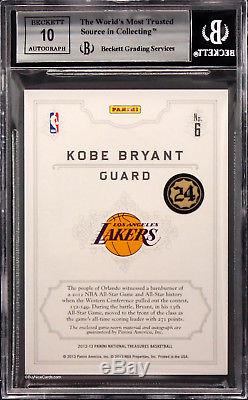 12-13 Kobe Bryant Panini National Treasures NBA Logoman Patch Auto /5 BGS 9 / 10