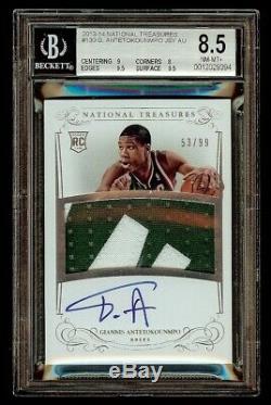 13-14 Giannis Antetokounmpo National Treasures Auto Patch Rc /99 Bgs 8.5 9.5 10