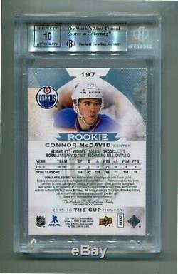 15-16 The Cup Rookie Auto Patch 84/99 Connor McDavid 3 Colors BGS 9 MINT