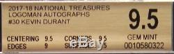 17-18 Kevin Durant Panini National Treasures 1/1 Logoman Patch Auto BGS 9.5 /10