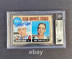 1968 Topps# 247 Johnny Bench rookie signed. Reds auto. BGS Autograph Card EX+