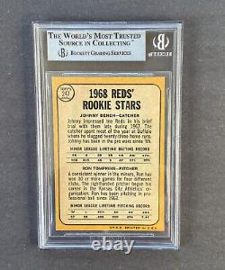 1968 Topps# 247 Johnny Bench rookie signed. Reds auto. BGS Autograph Card EX+