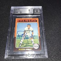 1975 Topps Mini Robin Yount Rookie Card RC Auto Autograph #223 BGS 6/8 Brewers