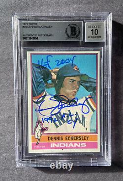 1976 Dennis Eckersley rookie signed. Indians Auto. BGS Autograph Card EX-EXMT+