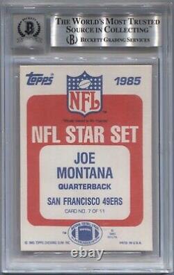 1985 Joe Montana Topps AUTO GLOSSY INSERTS #7 49ers BGS BAS 10 AUTOGRAPH 2052