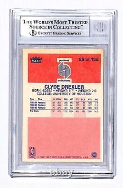 1986 Fleer Clyde Drexler signed #26 RC Rookie BGS Authentic Auto