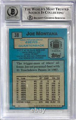 1988 Topps Joe Montana Card 38 Signed On Card Auto Autograph 49ers BGS 10