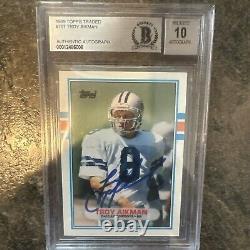 1989 Topps Troy Aikman Signed Rookie Card Autograph RC Auto BGS 10