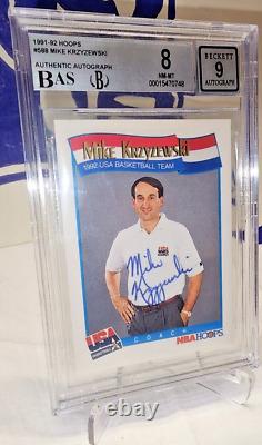 1991-92' NBA Hoops USA Bball Coach MIKE KRZYZEWSKI Authentic Auto BGS 8 withLOA