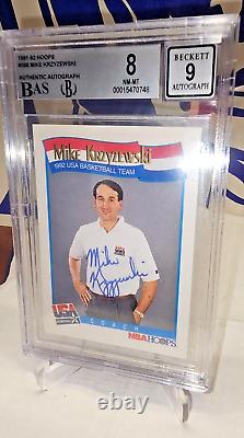 1991-92' NBA Hoops USA Bball Coach MIKE KRZYZEWSKI Authentic Auto BGS 8 withLOA