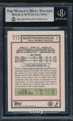 1992 Topps #513 Martin Brodeur Autograph Auto BGS Authentic