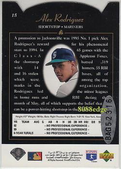 1994 Sp Buyback Die-cut Foil Rookie Rc Auto Alex Rodriguez #3/3 Autograph Bgs 8