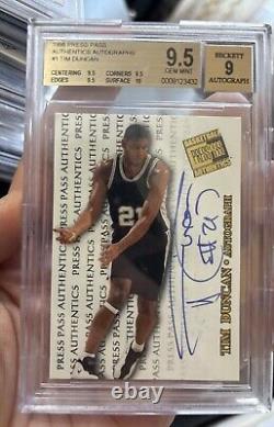 1997-98 Press Pass Double Threat TIM DUNCAN Rookie Autograph Auto BGS 9.5 true +
