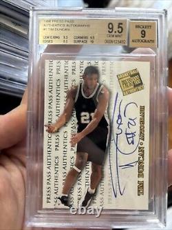 1997-98 Press Pass Double Threat TIM DUNCAN Rookie Autograph Auto BGS 9.5 true +