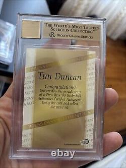 1997-98 Press Pass Double Threat TIM DUNCAN Rookie Autograph Auto BGS 9.5 true +