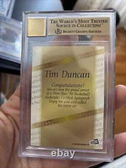 1997-98 Press Pass Double Threat TIM DUNCAN Rookie Autograph Auto BGS 9.5 true +