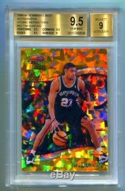 1998-99 Bowman's Best Atomic Refractor Autograph Auto Tim Duncan Bgs 9.5 Gem