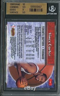 1998-99 Bowman's Best Atomic Refractor Vince Carter Rookie RC AUTO BGS 9.5 with 10