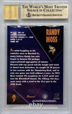 1998 Randy Moss Bowman Rookie Autographs #A7 BGS 9.5 Gem Mint Auto 10 RC SSP