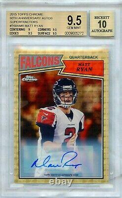 1/1 Matt Ryan 2015 Topps Chrome 60th Ann Auto Superfractor BGS 9.5 10 Autograph