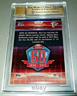 1/1 Matt Ryan 2015 Topps Chrome 60th Ann Auto Superfractor BGS 9.5 10 Autograph