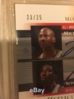1/1 Michael Jordan Scottie Pippen 2005 UD Ultimate Signatures Auto #23/25 BGS 9