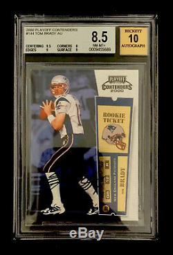 2000 Playoff Contenders Rookie Ticket Tom Brady RC AUTO BGS 8.5/10 Subs 8 9 9.5