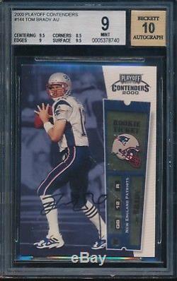 2000 Playoff Contenders Tom Brady RC Rookie Ticket Auto Autograph BGS 9/10