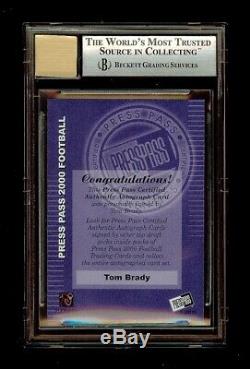 2000 Tom Brady Players Press Pass Rookie Autograph Rc #3 Bgs 8.5 10 Auto