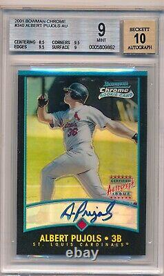 2001 Bowman Chrome Ref Albert Pujols #340 RC /500 Auto Autograph BGS 9 with 2x 9.5