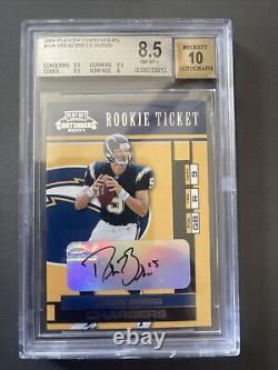 2001 DREW BREES Playoff Contenders Autograph Rookie Rc BGS 8.5 /10 Auto