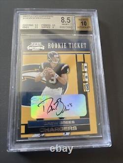 2001 DREW BREES Playoff Contenders Autograph Rookie Rc BGS 8.5 /10 Auto