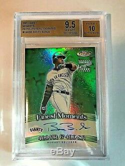 2001 Finest Moments Refractor Barry Bonds Autograph BGS GEM MINT 9.5 AUTO 10