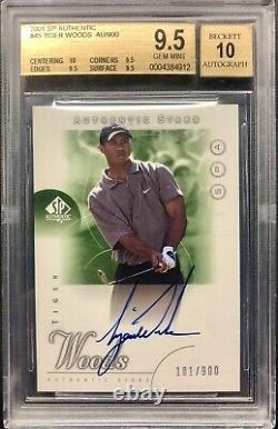 2001 Sp Authentic Golf Tiger Woods Rookie Auto Bgs 9.5 With 10 Autograph