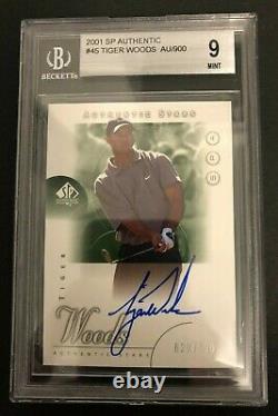 2001 Tiger Woods SP Authentic SPA Golf ROOKIE RC AUTO 620/900 #45 BGS 9 MINT