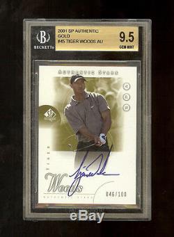 2001 Tiger Woods Sp Authentic Gold Auto Rookie Rc /100 Bgs 9.5+ 10 (10,95,95,9)