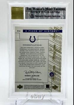 2001 UD Pros & Prospects Johnny Unitas BGS 9/10 GOLD Game Used Jersey Auto /50