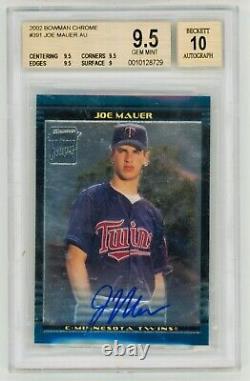 2002 Bowman Chrome Joe Mauer Rookie Card RC Auto Autograph BGS 9.5 Gem Mint #391