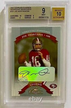 2002 Significant Signature Joe Montana Autograph Auto /100 BGS 9 Auto 10