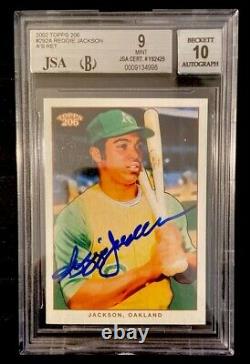 2002 Topps 206 Reggie Jackson Signed. A's auto. BGS Autograph Card Mint