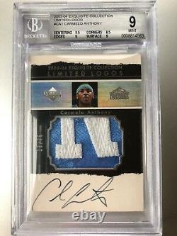 2003-04 UD Exquisite Collection Carmelo Anthony AUTO PATCH Limited Logos BGS 9