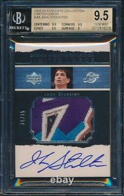 2003 Ud Exquisite John Stockton Limited Logos Patch Auto Autograph /75 Bgs 9.5