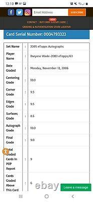 2003 eTOPPS AUTOGRAPHS /63 #47 DWYANE WADE RC ROOKIE BGS 9 (2) 9.5s (1) 10 AUTO