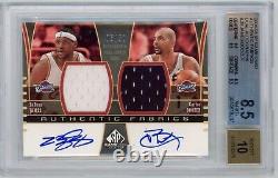 2004 Ud Lebron James/boozer Game Used Dual Autograph Jersey Auto /50 Bgs 8.5/10