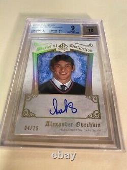 2005-06 Sp Authentic Alex Ovechkin Rookie Marks Distinction Auto /25 Bgs 9 /10