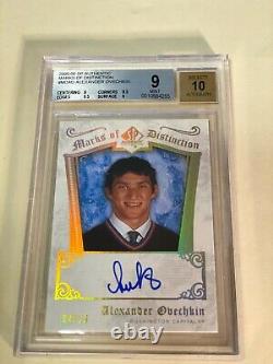 2005-06 Sp Authentic Alex Ovechkin Rookie Marks Distinction Auto /25 Bgs 9 /10