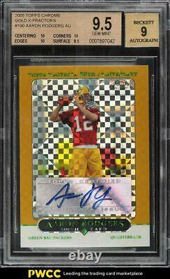 2005 Topps Chrome Gold Xfractor Aaron Rodgers ROOKIE RC AUTO /399 #190 BGS 9.5