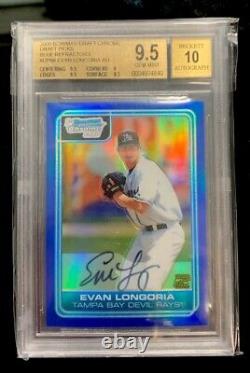 2006 Bowman Chrome EVAN LONGORIA BLUE Refractor /150 BGS 9.5 Auto 10